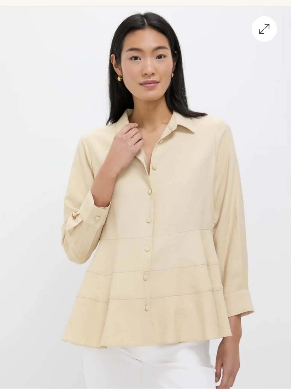 Tuckernuck Pomander Place Tan Ashlen Blouse NWT Large
